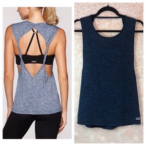 Lorna Jane Twist Back Active Tank, Heathered Blue